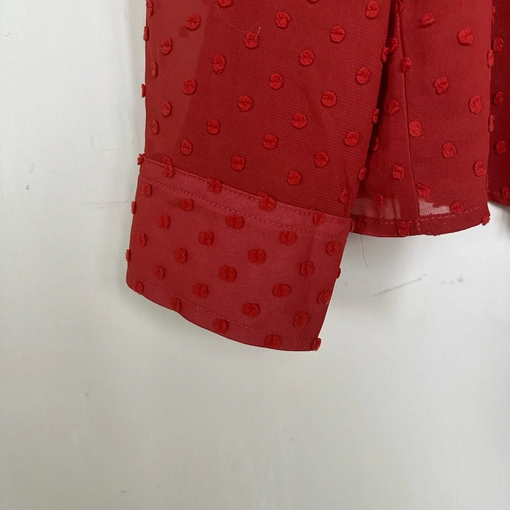 Burnt Orange Polka Dot J. Crew Long Sleeve Blouse Size S NWT - Picture 4 of 10